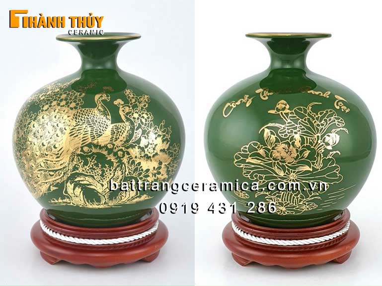 Bình hút lộc vẽ vàng 24k 25cm phong thủy may mắn tài lộc