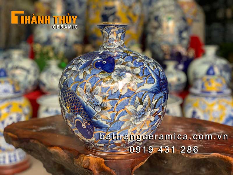 Bình hút lộc 24K cao cấp Liên hoa phú quý sang trọng giá tốt