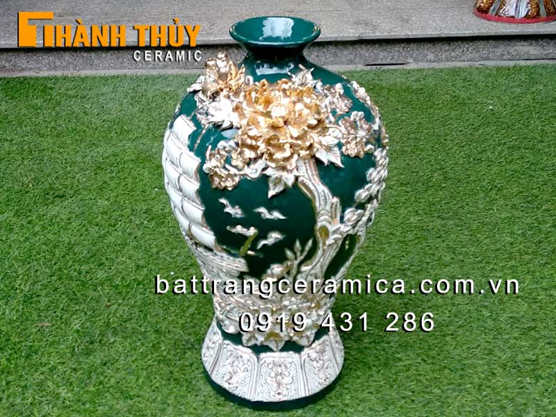 Mai bình tích lộc thuận buồm xuôi gió gốm sứ vàng phong thủy đẹp