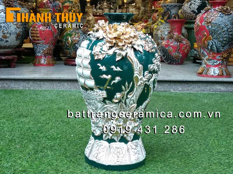 Mai bình tích lộc thuận buồm xuôi gió gốm sứ vàng phong thủy đẹp