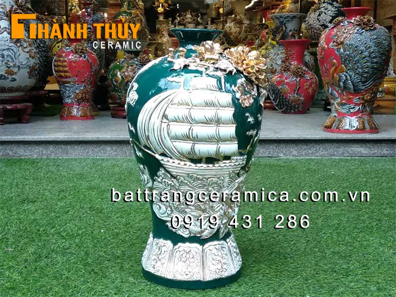 Mai bình tích lộc thuận buồm xuôi gió gốm sứ vàng phong thủy đẹp 