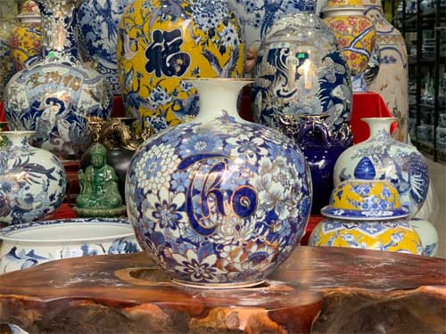 Bình hút lộc Phúc Lộc Thọ ngàn hoa 30cm trang trí may mắn 
