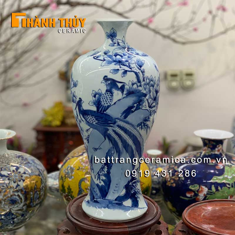 Mai bình tích lộc chim Trĩ hoa lan Bát Tràng cao cấp 45cm sang trọng Mai bình tích lộc chim Trĩ hoa lan Bát Tràng cao cấp 45cm sang trọng