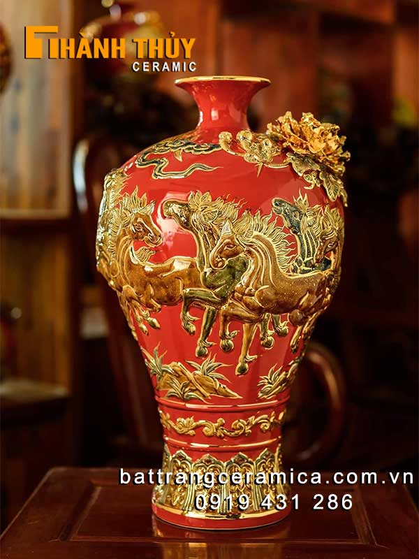 Mai bình tích lộc mã đáo thành công đỏ 55cm phong thủy tài lộc may mắn Mai bình tích lộc mã đáo thành công đỏ 55cm phong thủy tài lộc may mắn