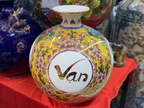 Bình hút lộc Vạn Sự Như Ý 30cm Bát Tràng cao cấp vàng 24k 