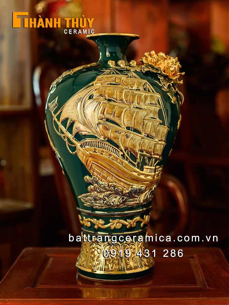Mai bình thuận buồm xuôi gió xanh lục bảo 55cm quà tặng phong thủy