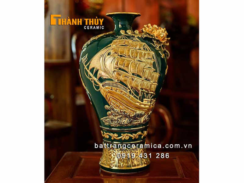 Mai bình thuận buồm xuôi gió xanh lục bảo 55cm quà tặng phong thủy 