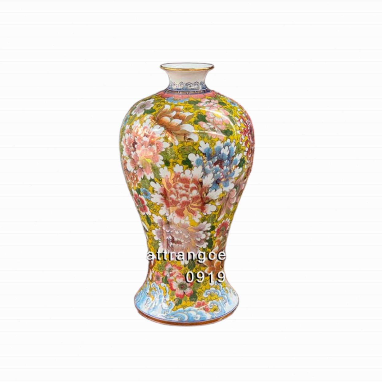 Mai bình phú quý ngàn hoa 60cm vẽ vàng 24k gốm sứ Bát Tràng đẹp 