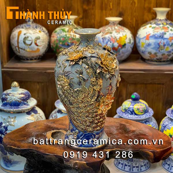 Mai bình tích lộc 24k vàng phong thủy Bát Tràng sang trọng