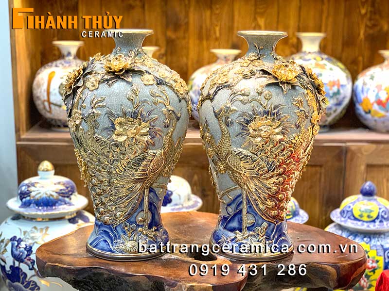 Mai bình tích lộc 24k vàng phong thủy Bát Tràng sang trọng