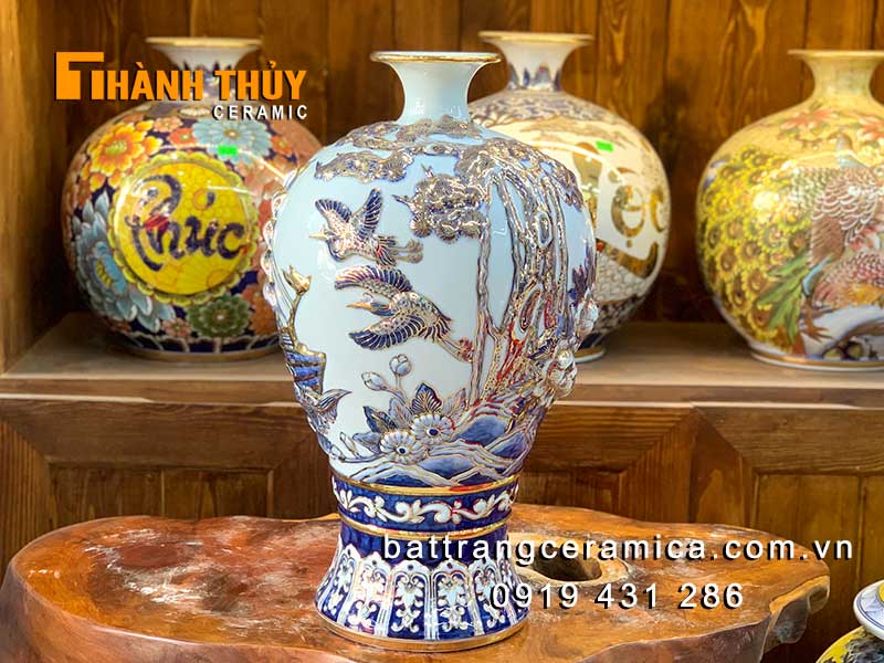 Bình tích lộc Thuận buồm xuôi gió vẽ vàng 46cm sang trọng