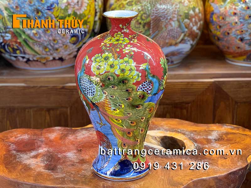Bình tích lộc công danh phú quý 36cm gốm sứ vàng 24k sang trọng 