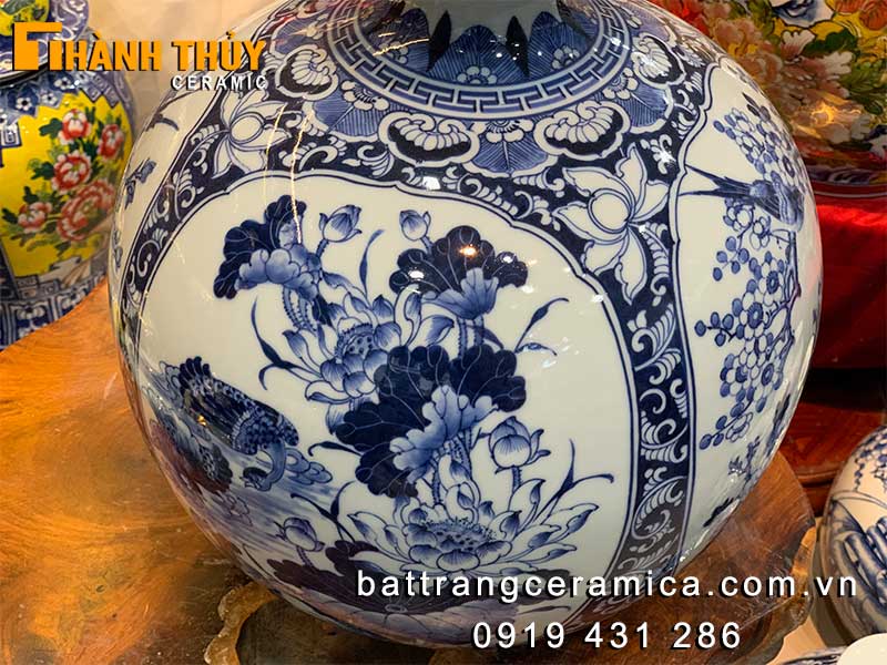 Bình hút tài lộc tứ cảnh Bát Tràng cao 35cm Quà tặng phong thủy đẹp