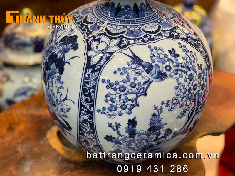 Bình hút tài lộc tứ cảnh Bát Tràng cao 35cm Quà tặng phong thủy đẹp