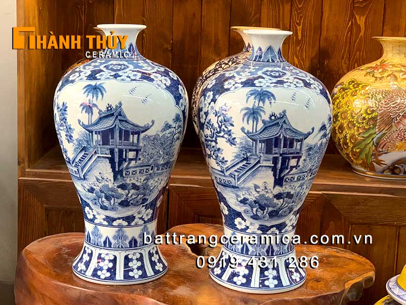 Mai bình tích lộc nhị cảnh Hà Nội cao 50cm gốm Bát Tràng sang trọng