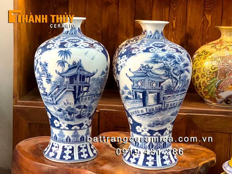 Mai bình tích lộc nhị cảnh Hà Nội cao 50cm gốm Bát Tràng sang trọng