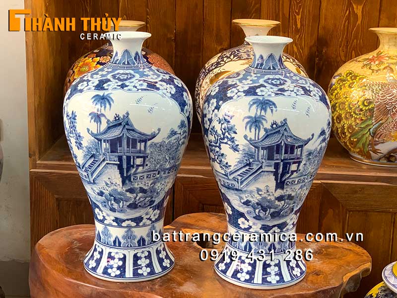 Mai bình tích lộc nhị cảnh Hà Nội cao 50cm gốm Bát Tràng sang trọng 