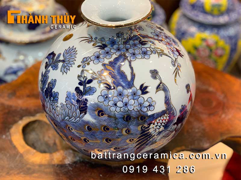 Bình hút lộc vẽ vàng Công thành danh toại 30cm phong thủy đẹp