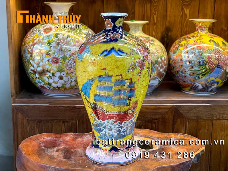 Bình tích lộc thuận buồm xuôi gió Bát Tràng 52cm cao cấp may mắn 