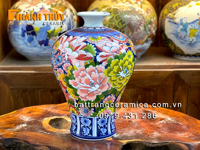 Mai bình tích lộc phượng hoàng 38cm gốm sứ Bát Tràng đẹp