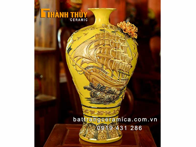 Bình tích lộc 55cm vẽ vàng 24k phong thủy đẹp sang trọng 