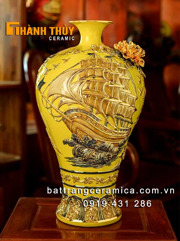 Bình tích lộc 55cm vẽ vàng 24k phong thủy đẹp sang trọng