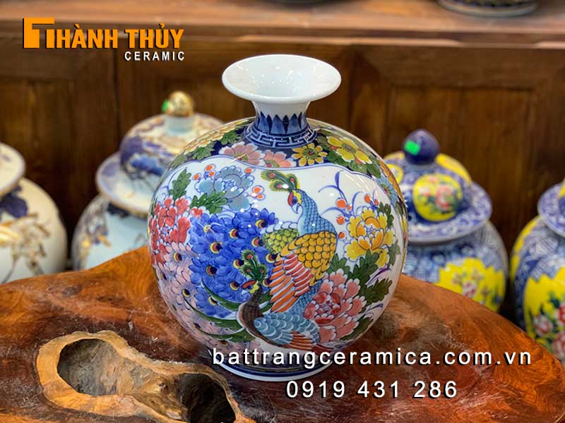 Bình hút lộc chim Công thuyền buồm 30cm thuận buồm xuôi gió đẹp