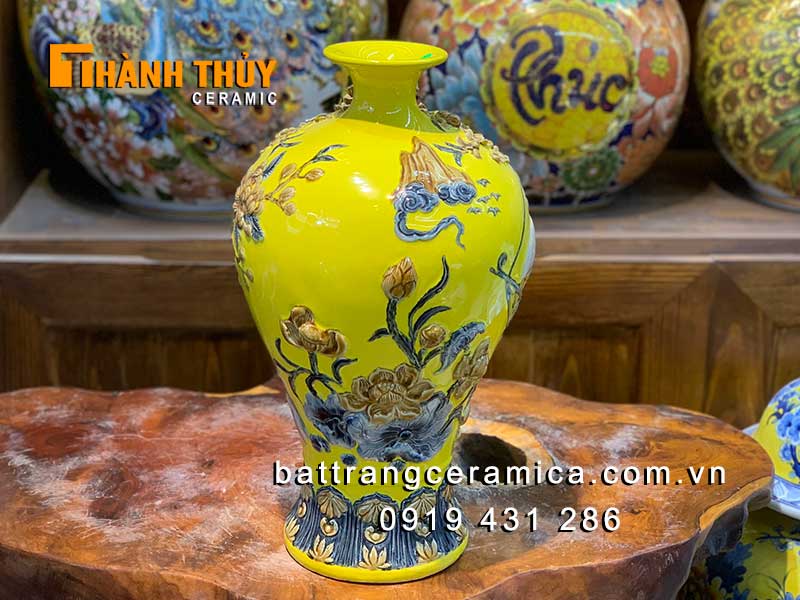 Bình tích lộc 38cm đắp nổi Thuận Buồm Xuôi Gió may mắn tài lộc