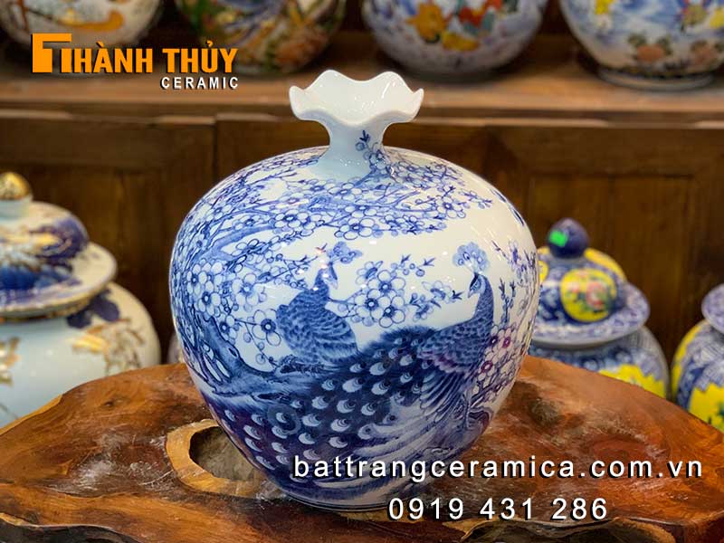 Bình hút lộc Công hoa Đào 35cm phong thủy tài lộc may mắn 
