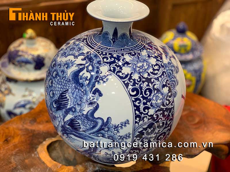 Bình hút lộc Thuyền Công 30cm gốm Bát Tràng tài vận đẹp