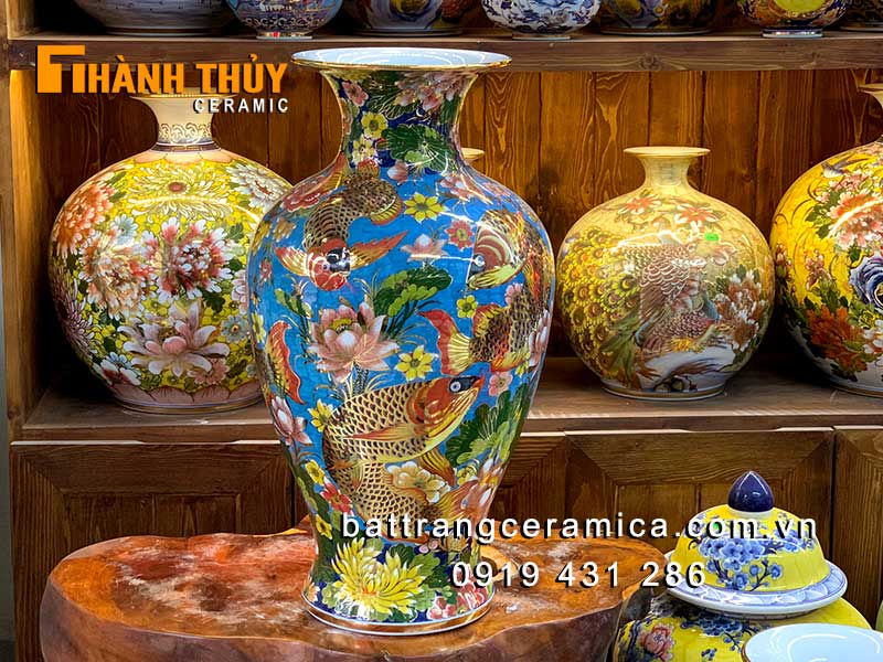 Bình tích lộc cá rồng vàng 24k 60cm sang trọng đẳng cấp