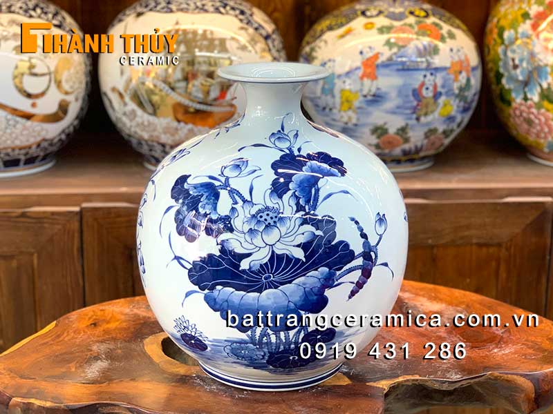 Bình hút lộc hoa Sen gốm sứ Bát Tràng tài lộc may mắn