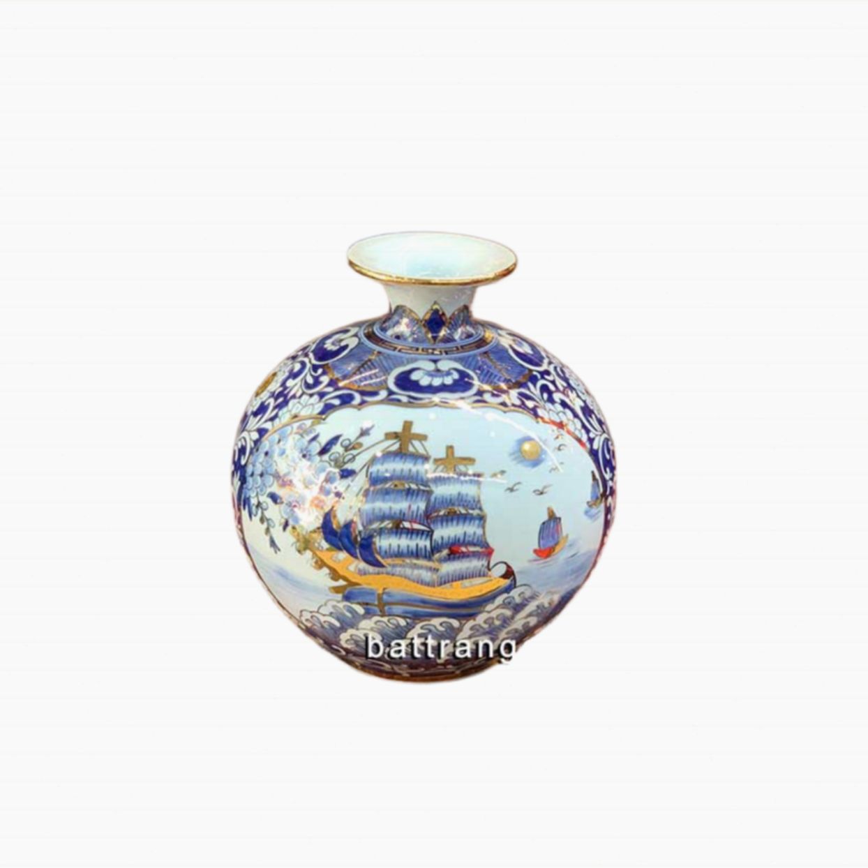 Bình hút lộc thuận buồm xuôi gió xanh 25cm cao cấp Bát Tràng 