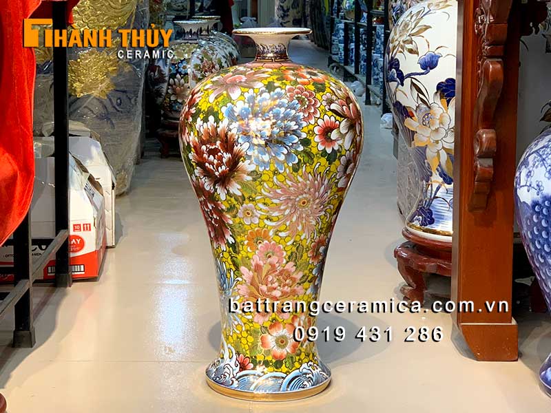 Mai bình tích lộc 60cm dáng vuốt bách hoa phú quý vàng 24k cao cấp 