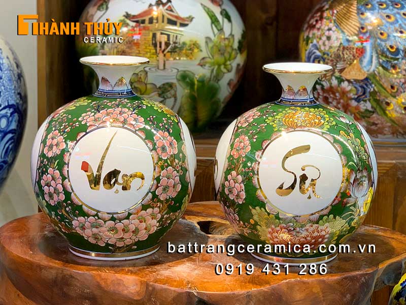 Bình phong thủy như ý xanh lá 30cm hút tài lộc may mắn