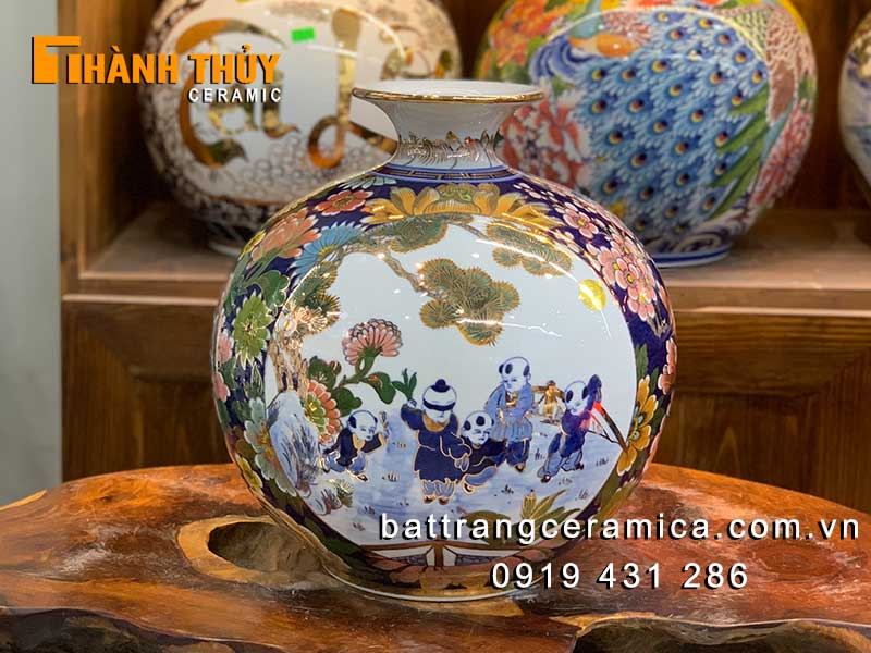 Bình hút lộc vẽ vàng 35cm tinh tế may mắn tài lộc 
