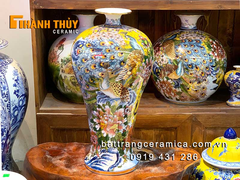 Bình công danh trường thọ vẽ vàng 24k 60cm tài lộc may mắn 
