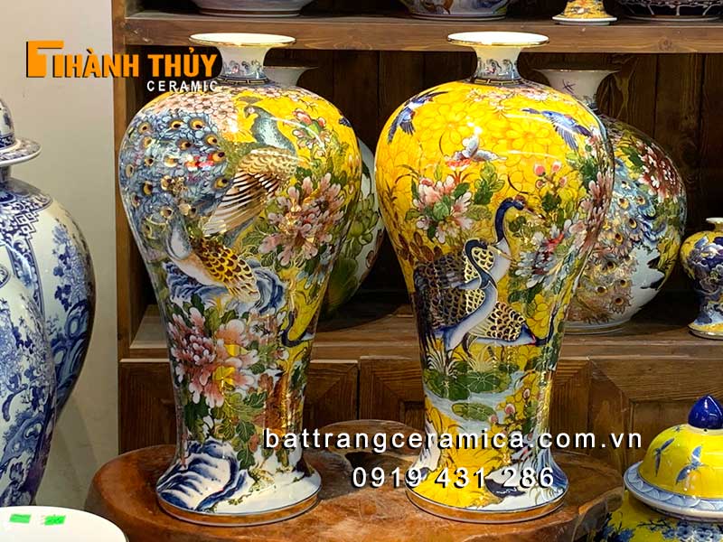 Bình công danh trường thọ vẽ vàng 24k 60cm tài lộc may mắn