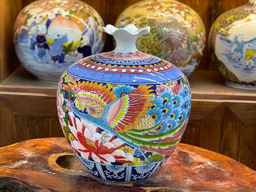 Bình hút tài lộc phượng hoàng ngàn hoa 35cm gốm sứ Bát Tràng may mắn phát tài 