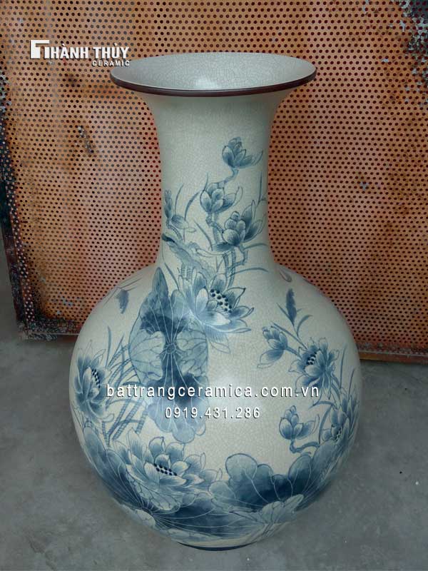 Lọ tỏi sứ Lý ngư vọng nguyệt men rạn cổ Bát Tràng cao cấp đẹp Lọ tỏi sứ Lý ngư vọng nguyệt men rạn cổ Bát Tràng cao cấp đẹp