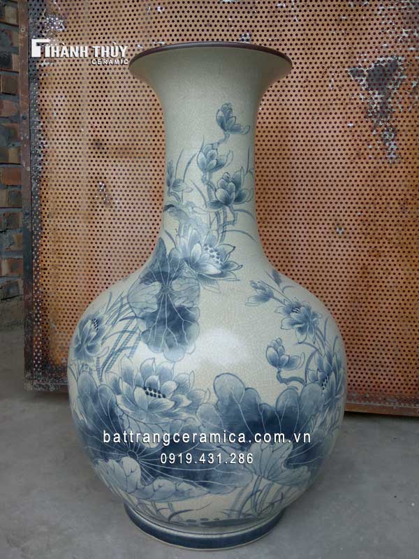 Lọ tỏi sứ Lý ngư vọng nguyệt men rạn cổ Bát Tràng cao cấp đẹp Lọ tỏi sứ Lý ngư vọng nguyệt men rạn cổ Bát Tràng cao cấp đẹp