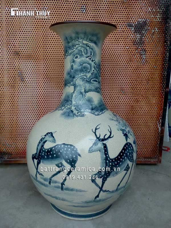 Lọ tỏi sứ vẽ Tùng lộc cao 65cm phong thủy, trang trí đẳng cấp Lọ tỏi sứ vẽ Tùng lộc cao 65cm phong thủy, trang trí đẳng cấp