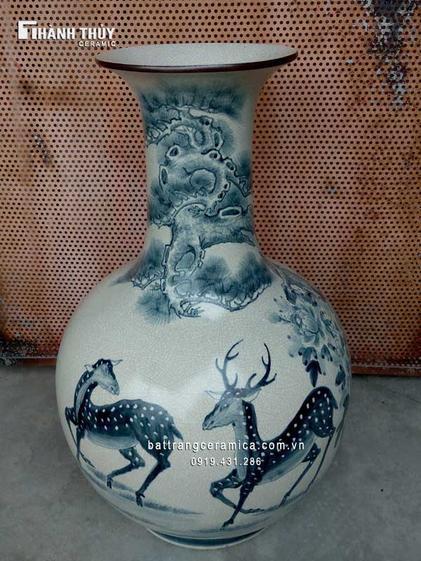 Lọ tỏi sứ vẽ Tùng lộc cao 65cm phong thủy, trang trí đẳng cấp Lọ tỏi sứ vẽ Tùng lộc cao 65cm phong thủy, trang trí đẳng cấp