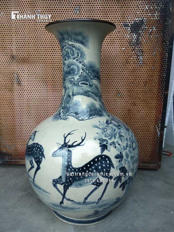 Lọ tỏi sứ vẽ Tùng lộc cao 65cm phong thủy, trang trí đẳng cấp Lọ tỏi sứ vẽ Tùng lộc cao 65cm phong thủy, trang trí đẳng cấp