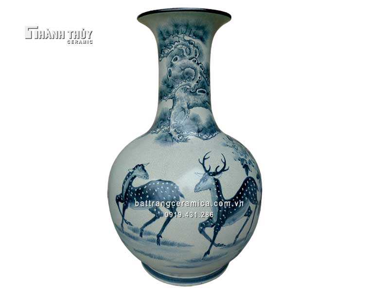 Lọ tỏi sứ vẽ Tùng lộc cao 65cm phong thủy, trang trí đẳng cấp 