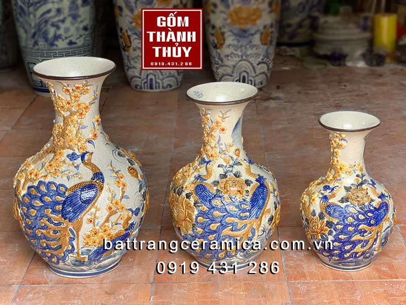 Bình gốm củ tỏi chim Công hoa Mai cao 55cm đẹp sang trọng mua ngay Bình gốm củ tỏi chim Công hoa Mai cao 55cm đẹp sang trọng mua ngay