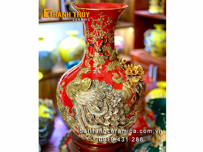 Bình củ tỏi công danh phú quý 62cm gốm sứ Bát Tràng sang trọng 