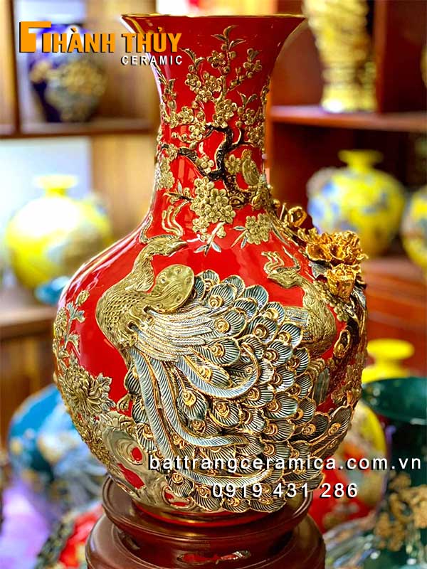 Bình củ tỏi công danh phú quý 62cm gốm sứ Bát Tràng sang trọng