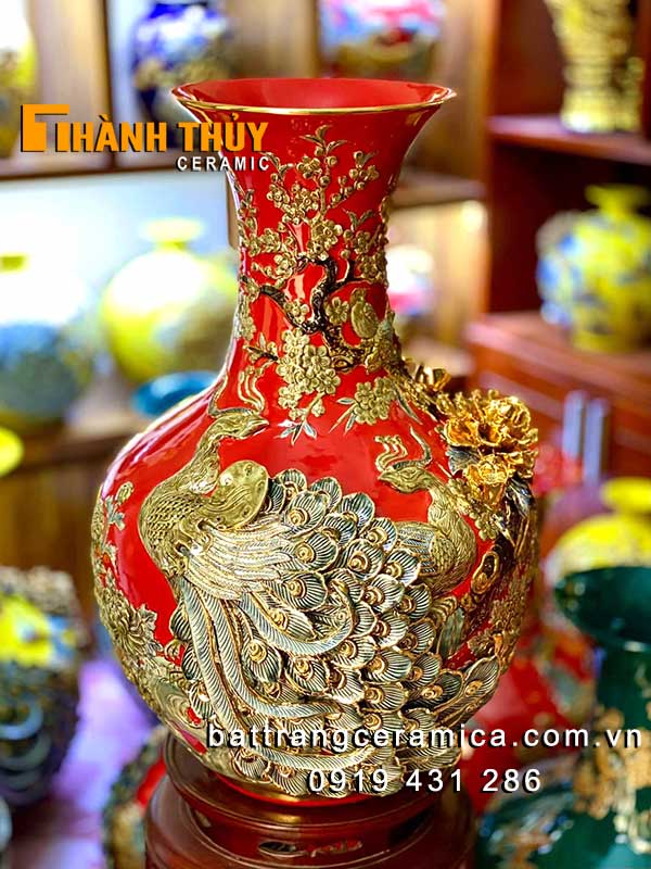 Bình củ tỏi công danh phú quý 62cm gốm sứ Bát Tràng sang trọng