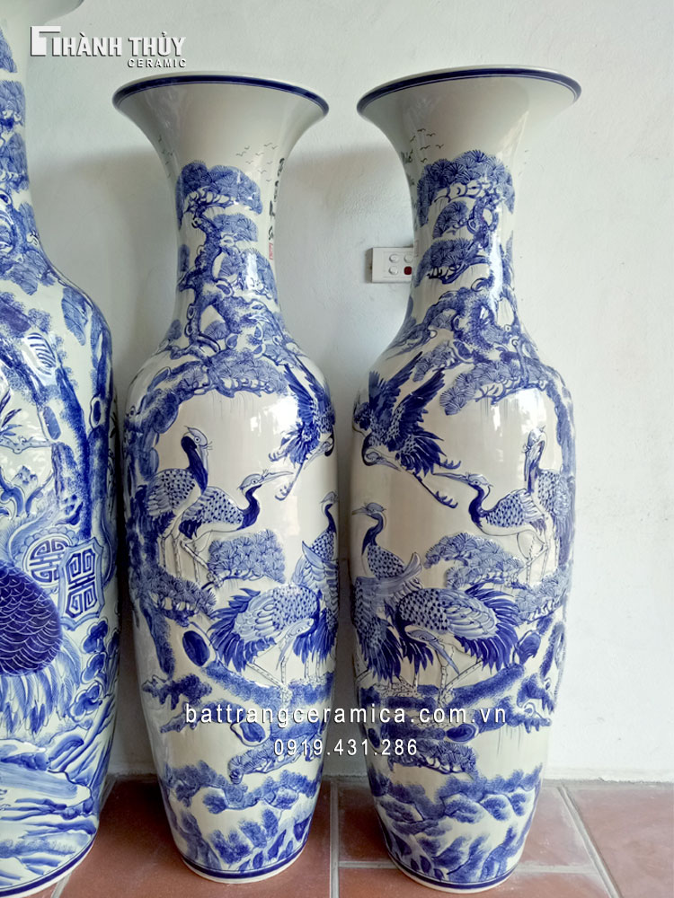 Lọ lộc bình bách hạc quần tùng sứ cao cấp trang trí độc đáo